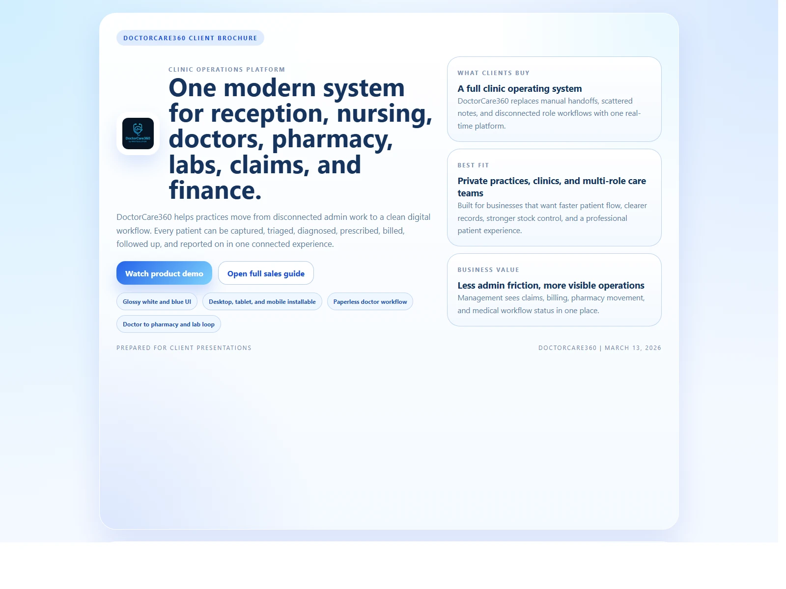 DoctorCare360 client brochure preview